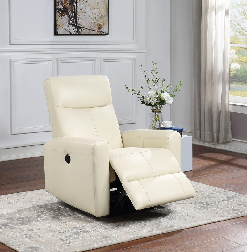 Blane Beige Top Grain Leather Match Recliner (Power Motion) image