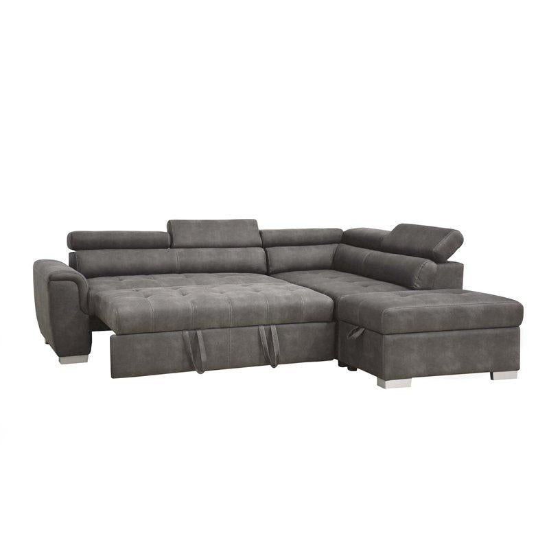 Acme Thelma Sectional Sofa w/ Sleeper & Ottoman in Gray 50275 image