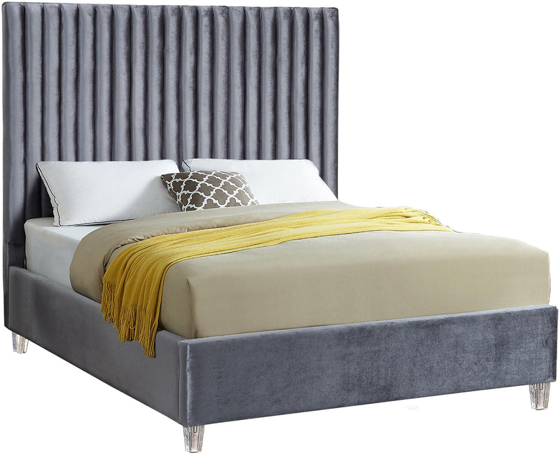 Candace Grey Velvet Full Bed image