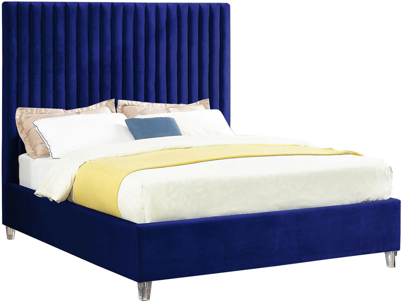 Candace Navy Velvet Queen Bed image