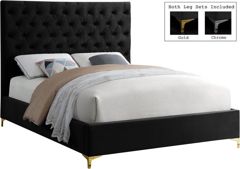 Cruz Black Velvet Full Bed image