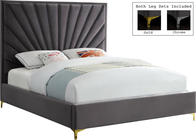 Eclipse Grey Velvet Queen Bed image