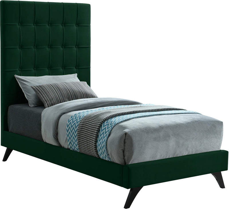 Elly Green Velvet Twin Bed image
