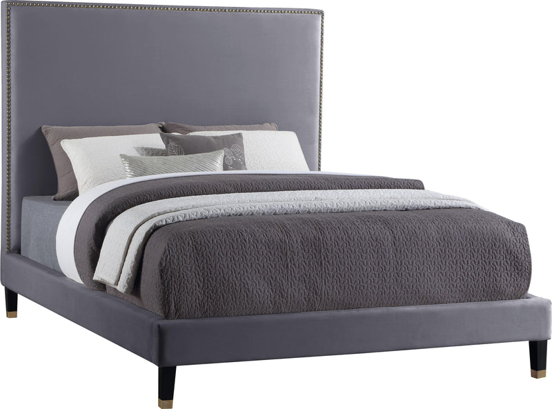 Harlie Grey Velvet Queen Bed image