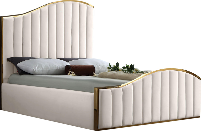 Jolie Cream Velvet King Bed (3 Boxes) image