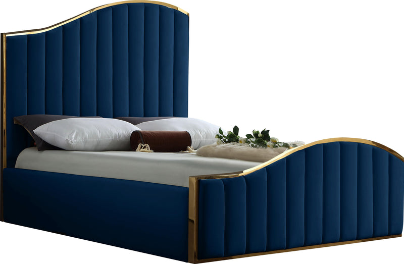 Jolie Navy Velvet Queen Bed (3 Boxes) image