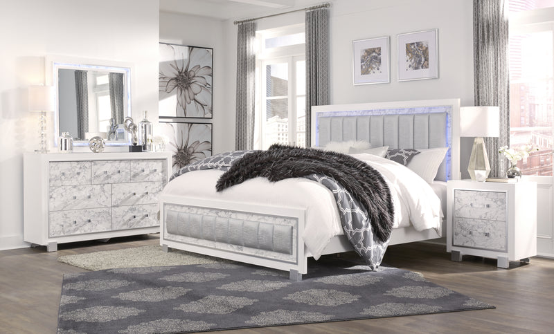 SANTORINI FULL BED METALLIC WHITE/MARBLE image